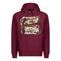 Burgundy hand drawn cowhide cow fur Premium Hoodie - BarkalooDesign