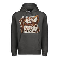 Charcoal Heather hand drawn cowhide cow fur Premium Hoodie - BarkalooDesign