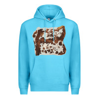 Ocean Blue hand drawn cowhide cow fur Premium Hoodie - BarkalooDesign