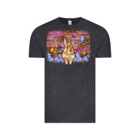 Vintage Black easter bunny egg leopard background Vintage Tee - Artiststas