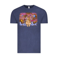 Vintage Denim easter bunny egg leopard background Vintage Tee - Artiststas