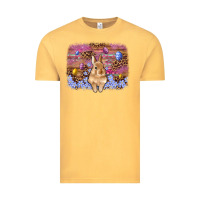 Vintage Mustard easter bunny egg leopard background Vintage Tee - Artiststas