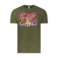 Vintage Olive easter bunny egg leopard background Vintage Tee - Artiststas