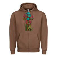 Chestnut Gemstone Cross With Cactus Zipper Hoodie - RanaPortraitStore