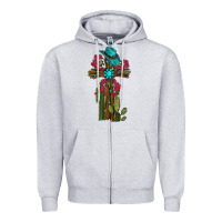 Heather Grey Gemstone Cross With Cactus Zipper Hoodie - RanaPortraitStore