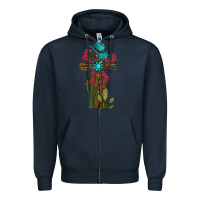 Navy Gemstone Cross With Cactus Zipper Hoodie - RanaPortraitStore