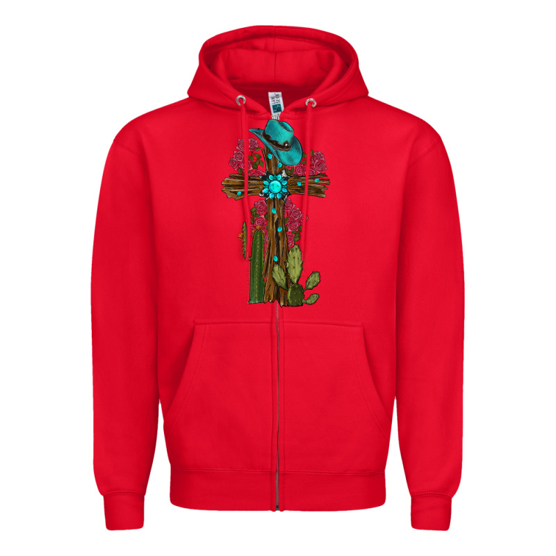Gemstone Cross With Cactus Zipper Hoodie by RanaPortraitStore | Teevron