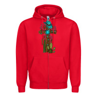 Red Gemstone Cross With Cactus Zipper Hoodie - RanaPortraitStore