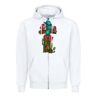 White Gemstone Cross With Cactus Zipper Hoodie - RanaPortraitStore
