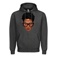 Charcoal Heather black man portrait Zipper Hoodie - texasbilliewilder
