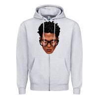Heather Grey black man portrait Zipper Hoodie - texasbilliewilder