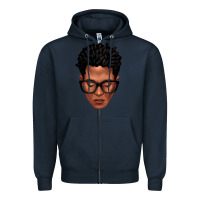 Navy black man portrait Zipper Hoodie - texasbilliewilder