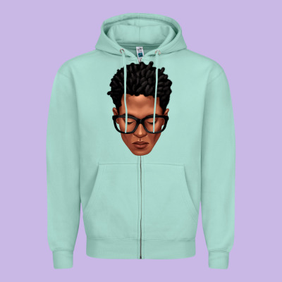 Black Man Portrait Zipper Hoodie Designed By Texasbilliewilder
