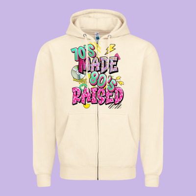 70s Made 80s Raised Zipper Hoodie Designed By Texasbilliewilder