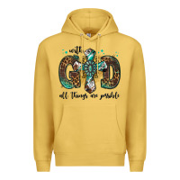 Antique Gold with god all things are possible gemstone cross Premium Hoodie - Jasminsmagicworld