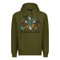 Army Green with god all things are possible gemstone cross Premium Hoodie - Jasminsmagicworld