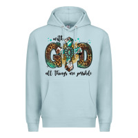 Blue Mist with god all things are possible gemstone cross Premium Hoodie - Jasminsmagicworld