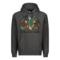 Charcoal Heather with god all things are possible gemstone cross Premium Hoodie - Jasminsmagicworld
