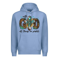 Colony Blue with god all things are possible gemstone cross Premium Hoodie - Jasminsmagicworld