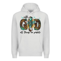 Dove Grey with god all things are possible gemstone cross Premium Hoodie - Jasminsmagicworld