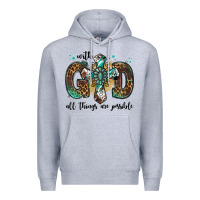 Heather Grey with god all things are possible gemstone cross Premium Hoodie - Jasminsmagicworld