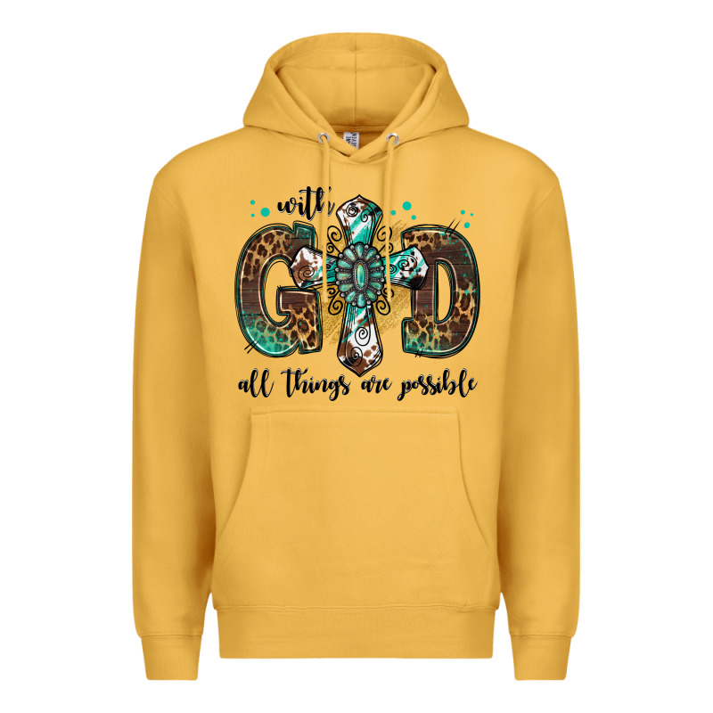 With God All Things Are Possible Gemstone Cross Premium Hoodie by Jasminsmagicworld | Teevron