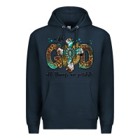 Navy with god all things are possible gemstone cross Premium Hoodie - Jasminsmagicworld