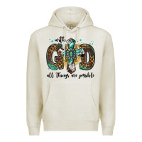 Oatmeal Heather with god all things are possible gemstone cross Premium Hoodie - Jasminsmagicworld