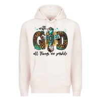 Pale Pink with god all things are possible gemstone cross Premium Hoodie - Jasminsmagicworld