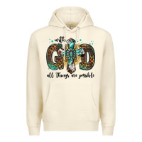 Sandshell with god all things are possible gemstone cross Premium Hoodie - Jasminsmagicworld