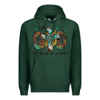 Sports Green with god all things are possible gemstone cross Premium Hoodie - Jasminsmagicworld