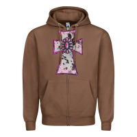 Chestnut Cowhide Pink Gemstone Cross Zipper Hoodie - RanaPortraitStore