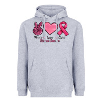 Heather Grey breast cancer peace love cure Heavyweight Hoodie - RanaPortraitStore