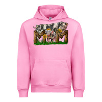 Fuchsia Pink Western Mom With Spotted Pig And Baby Pig Urban Hoodie - LillyAllenDesigns