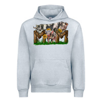 Heather Grey Western Mom With Spotted Pig And Baby Pig Urban Hoodie - LillyAllenDesigns
