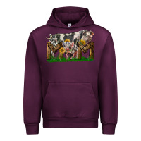 Mauve Wine Western Mom With Spotted Pig And Baby Pig Urban Hoodie - LillyAllenDesigns