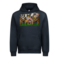 Navy Western Mom With Spotted Pig And Baby Pig Urban Hoodie - LillyAllenDesigns