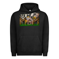 Pigment Black Western Mom With Spotted Pig And Baby Pig Urban Hoodie - LillyAllenDesigns