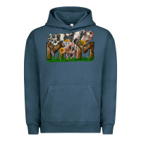 Pigment Midnight Navy Western Mom With Spotted Pig And Baby Pig Urban Hoodie - LillyAllenDesigns