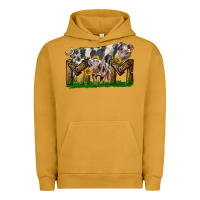 Pigment Peanut Butter Western Mom With Spotted Pig And Baby Pig Urban Hoodie - LillyAllenDesigns