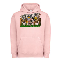 Pigment Salmon Western Mom With Spotted Pig And Baby Pig Urban Hoodie - LillyAllenDesigns