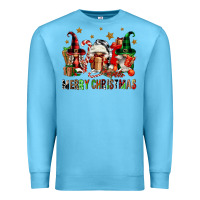 Ocean Blue merry christmas buffalo gnomies Premium Sweatshirt - FaDigitalArtStudio