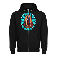 Black Gemstone Lady Of Guadalupe Zipper Hoodie - RanaPortraitStore