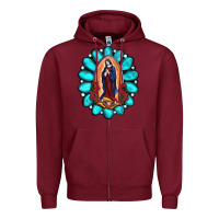 Burgundy Gemstone Lady Of Guadalupe Zipper Hoodie - RanaPortraitStore