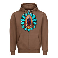 Chestnut Gemstone Lady Of Guadalupe Zipper Hoodie - RanaPortraitStore