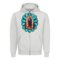 Dove Grey Gemstone Lady Of Guadalupe Zipper Hoodie - RanaPortraitStore