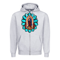 Heather Grey Gemstone Lady Of Guadalupe Zipper Hoodie - RanaPortraitStore