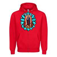 Red Gemstone Lady Of Guadalupe Zipper Hoodie - RanaPortraitStore