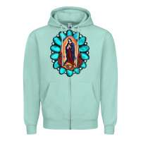 Seafoam Gemstone Lady Of Guadalupe Zipper Hoodie - RanaPortraitStore