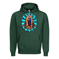 Sports Green Gemstone Lady Of Guadalupe Zipper Hoodie - RanaPortraitStore